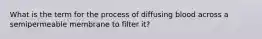 What is the term for the process of diffusing blood across a semipermeable membrane to filter it?