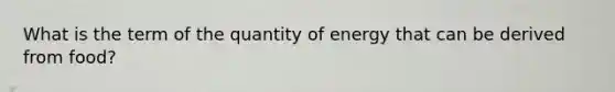 What is the term of the quantity of energy that can be derived from food?