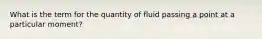 What is the term for the quantity of fluid passing a point at a particular moment?