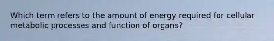 Which term refers to the amount of energy required for cellular metabolic processes and function of organs?