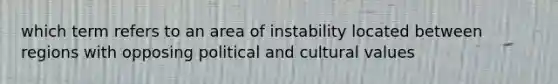 which term refers to an area of instability located between regions with opposing political and cultural values