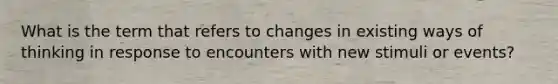 What is the term that refers to changes in existing ways of thinking in response to encounters with new stimuli or events?