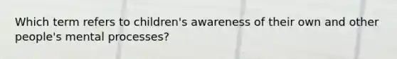 Which term refers to children's awareness of their own and other people's mental processes?