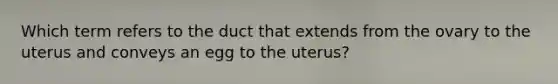 Which term refers to the duct that extends from the ovary to the uterus and conveys an egg to the uterus?