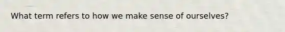 What term refers to how we make sense of ourselves?