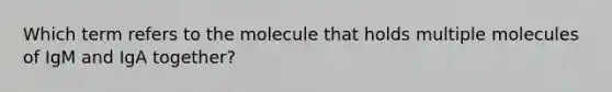 Which term refers to the molecule that holds multiple molecules of IgM and IgA together?