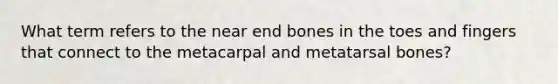 What term refers to the near end bones in the toes and fingers that connect to the metacarpal and metatarsal bones?