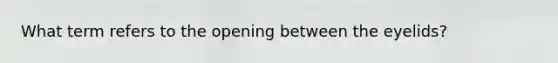 What term refers to the opening between the eyelids?