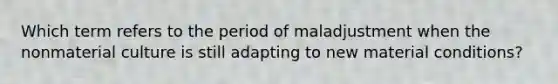 Which term refers to the period of maladjustment when the nonmaterial culture is still adapting to new material conditions?