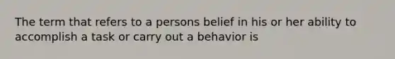 The term that refers to a persons belief in his or her ability to accomplish a task or carry out a behavior is