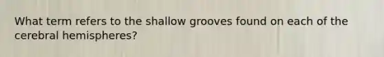 What term refers to the shallow grooves found on each of the cerebral hemispheres?