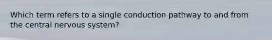 Which term refers to a single conduction pathway to and from the central nervous system?