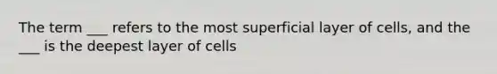 The term ___ refers to the most superficial layer of cells, and the ___ is the deepest layer of cells