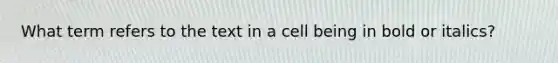 What term refers to the text in a cell being in bold or italics?