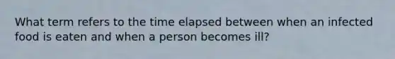 What term refers to the time elapsed between when an infected food is eaten and when a person becomes ill?