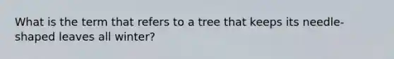 What is the term that refers to a tree that keeps its needle-shaped leaves all winter?