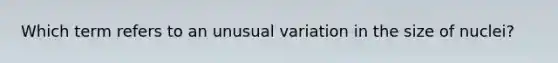 Which term refers to an unusual variation in the size of nuclei?