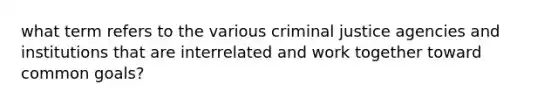 what term refers to the various criminal justice agencies and institutions that are interrelated and work together toward common goals?