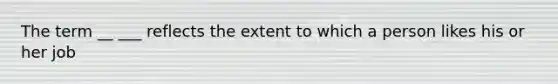 The term __ ___ reflects the extent to which a person likes his or her job