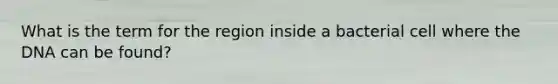 What is the term for the region inside a bacterial cell where the DNA can be found?