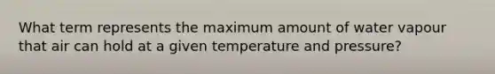 What term represents the maximum amount of water vapour that air can hold at a given temperature and pressure?