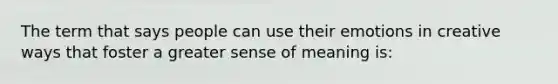 The term that says people can use their emotions in creative ways that foster a greater sense of meaning is: