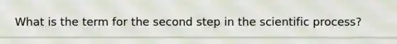 What is the term for the second step in the scientific process?