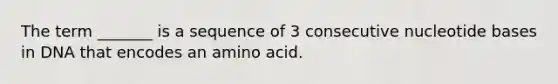 The term _______ is a sequence of 3 consecutive nucleotide bases in DNA that encodes an amino acid.