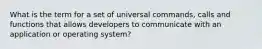 What is the term for a set of universal commands, calls and functions that allows developers to communicate with an application or operating system?