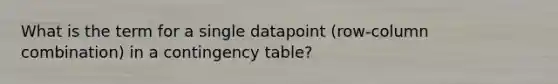 What is the term for a single datapoint (row-column combination) in a contingency table?