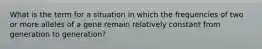 What is the term for a situation in which the frequencies of two or more alleles of a gene remain relatively constant from generation to generation?