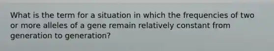 What is the term for a situation in which the frequencies of two or more alleles of a gene remain relatively constant from generation to generation?