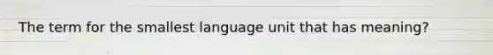 The term for the smallest language unit that has meaning?