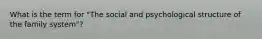 What is the term for "The social and psychological structure of the family system"?