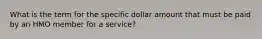 What is the term for the specific dollar amount that must be paid by an HMO member for a service?