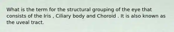 What is the term for the structural grouping of the eye that consists of the Iris , Ciliary body and Choroid . It is also known as the uveal tract.