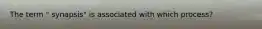 The term " synapsis" is associated with which process?