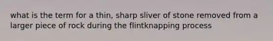 what is the term for a thin, sharp sliver of stone removed from a larger piece of rock during the flintknapping process