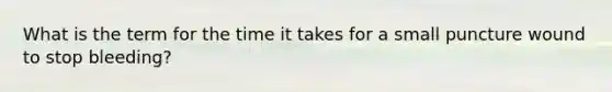 What is the term for the time it takes for a small puncture wound to stop bleeding?