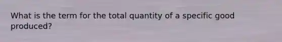 What is the term for the total quantity of a specific good produced?