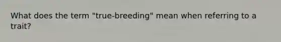 What does the term "true-breeding" mean when referring to a trait?