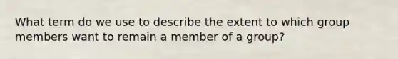 What term do we use to describe the extent to which group members want to remain a member of a group?