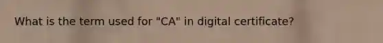 What is the term used for "CA" in digital certificate?