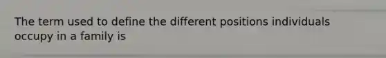 The term used to define the different positions individuals occupy in a family is