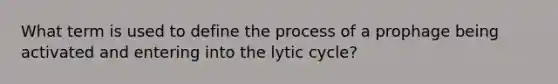 What term is used to define the process of a prophage being activated and entering into the lytic cycle?