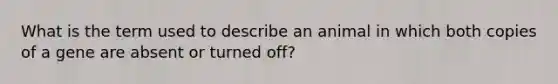 What is the term used to describe an animal in which both copies of a gene are absent or turned off?