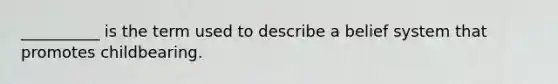 __________ is the term used to describe a belief system that promotes childbearing.