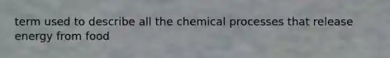 term used to describe all the chemical processes that release energy from food