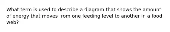 What term is used to describe a diagram that shows the amount of energy that moves from one feeding level to another in a food web?