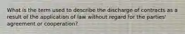 What is the term used to describe the discharge of contracts as a result of the application of law without regard for the parties' agreement or cooperation?